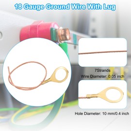 PATIKIL 6 Inch 18 AWG Bronze Copper Grounding Wire, 20 Pcs with Lugs for Lighting & Residential Use