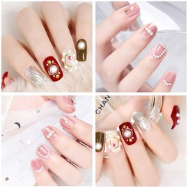 990 Pieces Self-Adhesive Pearl Stickers Flat Back Pearl Stick on White Pearl Appliques Embellishments for Makeup Nail Face Body Earrings Eye Arts Crafts Cell Phone Clothes Scrapbooking, Assorted Size