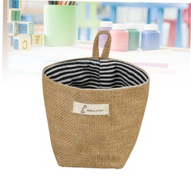 COLLBATH 3pcs Jute Fabric Flower Pot Small Hanging Storage Bag Striped Jute Storage Basket Hanging Bag (stripe)
