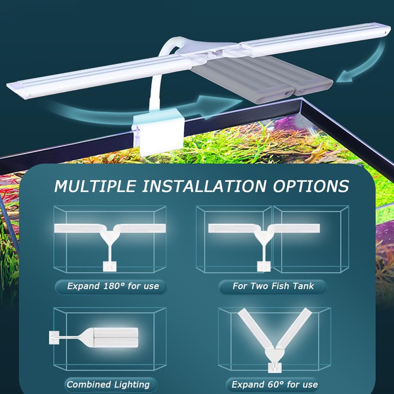 LED Aquarium Light Full Spectrum Clip Fish Tank Light Plants