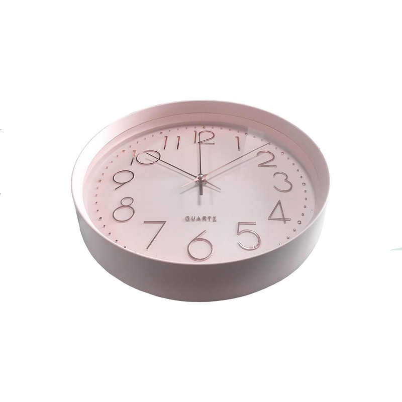 Maxspace Pink Wall Clock Silent Non-Ticking, 12in Analog Wall Clock