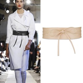 CCAIPU Women Leather Wide Waist Elastic Cinch Belt Ladies Corset Fashion Obi Belt for Dress (Khaki)