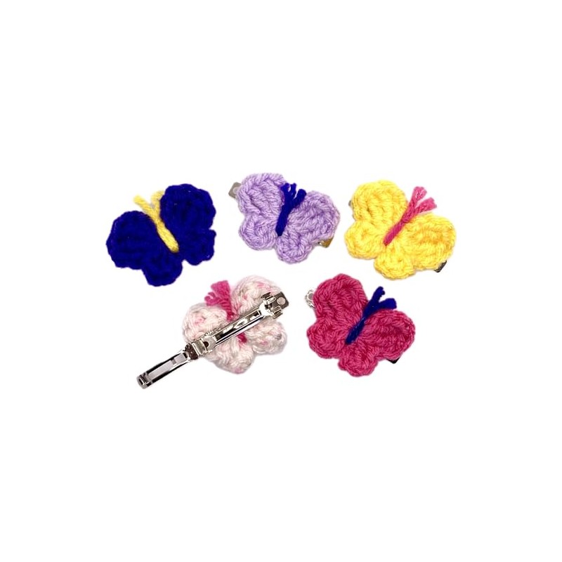 Crocheted Butterfly Barrettes, 5-Pack