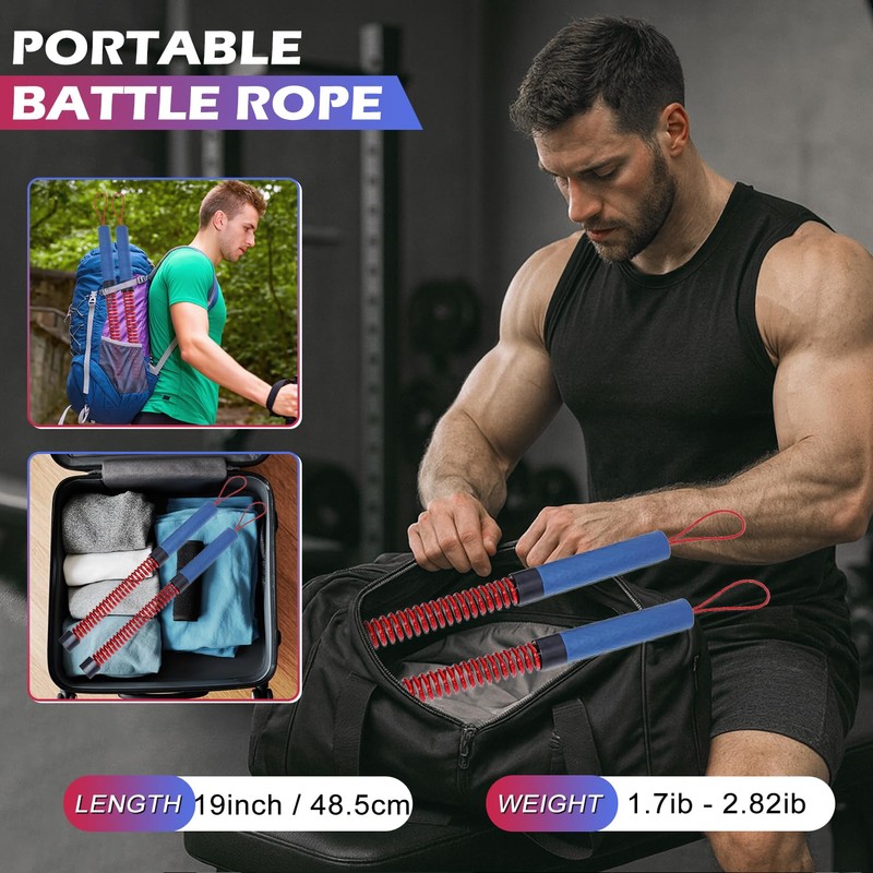 Upgraded Ropeless Battle Ropes for Home Gym,Four Adjustable Weight 1.7-2.8