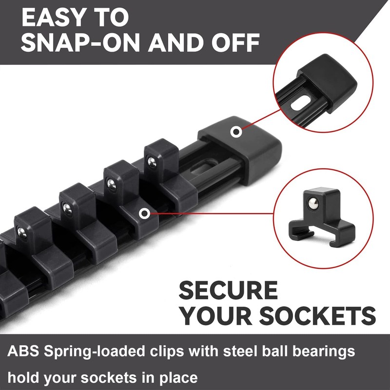 ALOANES 6 PC ABS Socket Organizer, 1/2 inch, 3/8 inch