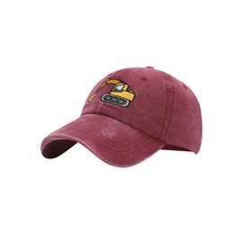 Excavator Toddler hat Kids Baseball Cap Washed Vintage for Boys Girls Age 2-8 Burgundy