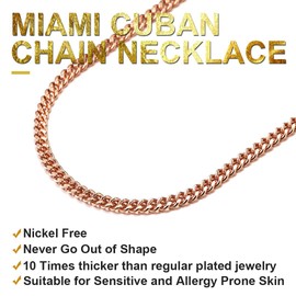 ChainsHouse Platinum/18K Gold Plated 7 mm Copper Necklace Curb Chain Men Women Hip Hop Fashion Jewellery Chain Length (46 cm/55 cm/66 cm/71 cm/76 cm/81 cm), Silver/Black/Gold/Rose Gold, Copper