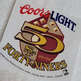 San Francisco 49ers Coors Light 50th Anniversary Vintage 1990s Sticker 3x3"