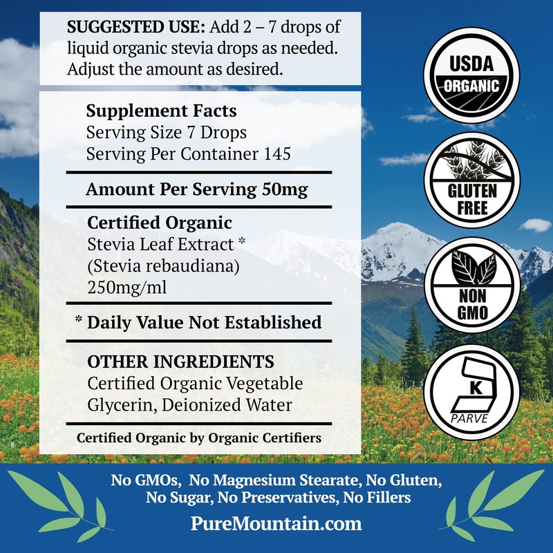 Organic Liquid Stevia Sweetener – Alcohol Free and Kosher Sweet