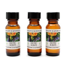 Crazy Candles Exotic Scents AS (Blend of Jasmine, Ylang Ylang, Vanilla Musk Scented) 3 Bottles 1/2 Fl Oz Each (15ml) Premium Grade Scented Fragrance Oil