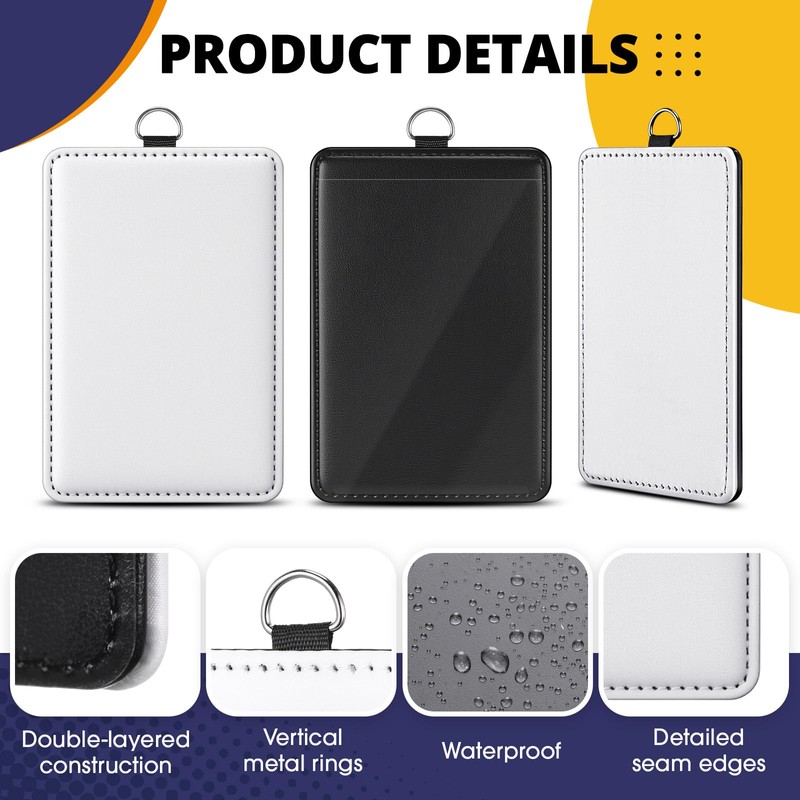 Geyoga 6 Pack Sublimation Blank ID Badge Holder PU Leather