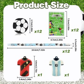 12PCS Football Pencils Pencils with Rubbers on the End, Football Party Bags Fillers, Football Pencils, Football Stationery Set For Boys, 12 Football Eraser, 12 Pinball Board, 2 Pencil Sharpeners