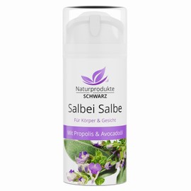 Naturprodukte Schwarz - Sage ointment with propolis tincture and avocado oil - for blemished skin, pimples, blackheads as well as excessive odour formation and sweating on the body
