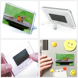 Classic Rectangle Magnet with Stand - Robin Bird Bath Cute Garden Nature - Fridge Locker Office Whiteboard Toolbox #51925