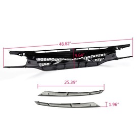 CHEDA Compatible with Honda Civic 10th Gen 2016 2017 2018 Glossy Black JDM Battle Style Mesh Badgeless Front Hood Grill Grille + Eye Lid