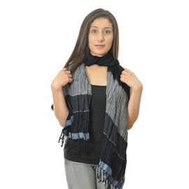 Cozzy Land Crinkle Scarf-Black-16 inches long x 68 inches wide