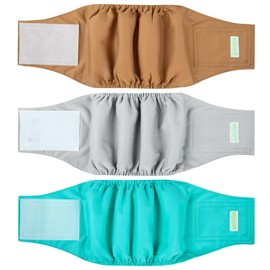 wegreeco Washable Male Dog Belly Band (Stylish Pattern)- Pack of 3 - Male Dog Belly Wrap, Dog Diapers Male (Blue Gray Coffee, Medium)