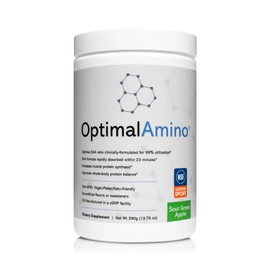 OptimalAmino Amino Acid Powder | 99% Utilized Essential Amino Acid (EAA) Supplement | Pre/Post Workout & Muscle Recovery | NSF for Sport Certified | Sour Green Apple Flavor