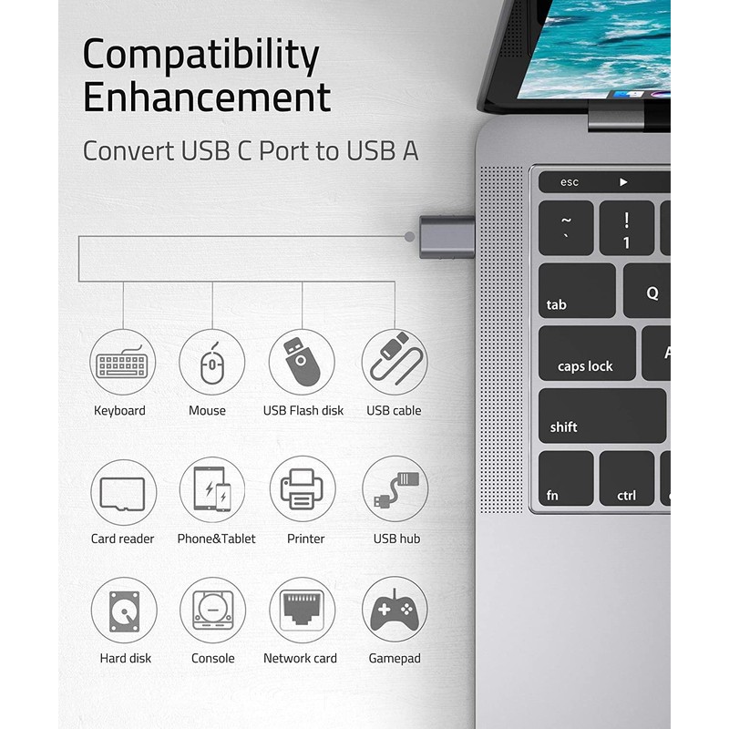 cadorabo USB Adapter in GREY - USB to USB C