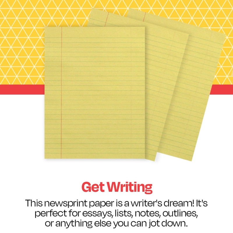 School Smart Newsprint Paper with Red Margin, 8 x 10-1/2