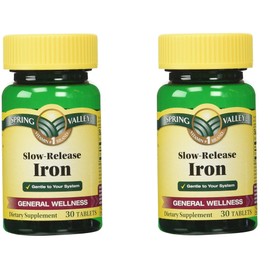 Spring Valley Slow Release Iron, 30 Tablets (2 Pack)