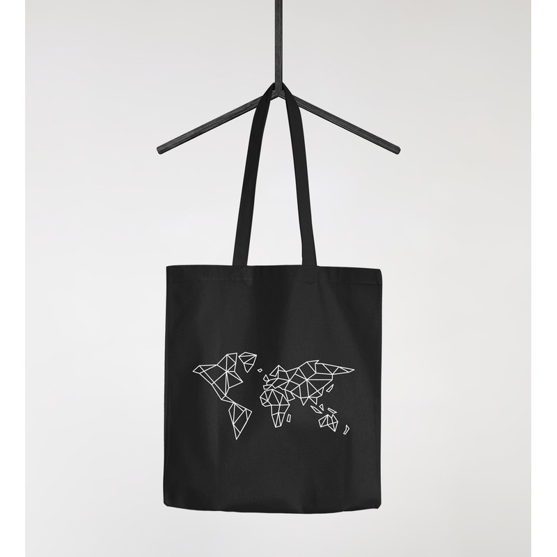 Autiga® Jute Bag World Map Low Polygon Cotton Bag Shopping