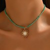 Zurlcdye Sun Necklace for Women Moon Pendant Boho Beaded Necklaces