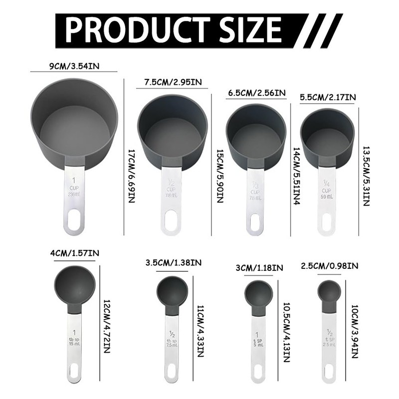8 Pcs Measuring Cups and Spoons Set Measuring Spoons Sets