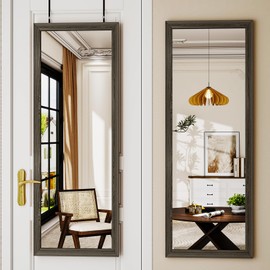 Door Mirrors, Over the Door Full Length Wall Mirror, 51"x 18" Full Length Mirror Door Hanging Back of Door Mirrors, Wood Frame Long Full Body Mirror for Bedroom Living Room Closet Locker Room Entryway