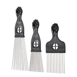 3Pcs Afro Combs, Professional Metal African American Hair Comb for Hairdressing Styling Tool
