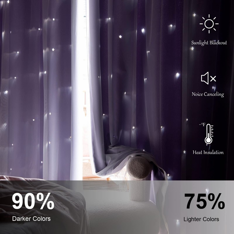 Loyala Stars Double Layer Blackout Curtains - Kids & Bedroom,