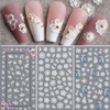 LANODO 3 Pcs Nail Stickers 5D Flower Black and White
