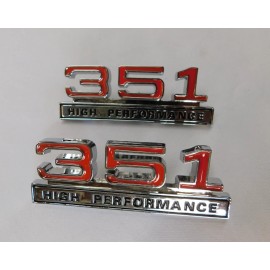 Ford 351 High Performance Fender Emblems Mustang Fairlane Galaxie Falcon