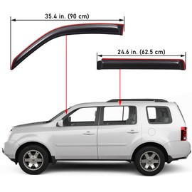 Lightronic In-Channel Window Vent Visors Rain Guards Deflectors For 2009-2015 Honda Pilot