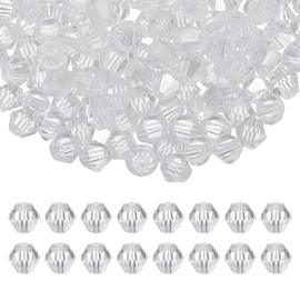 PATIKIL 6mm Bicone Crystal Beads, 200 Pcs Glass Faceted Bicone Beads Loose Spacer Bead for Jewelry Making Bracelet Necklace Earrings Wind Chimes Craft, Clear
