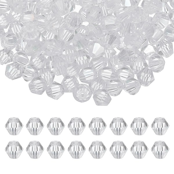 PATIKIL 6mm Bicone Crystal Beads, 200 Pcs Glass Faceted Bicone