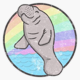 Magnet Rainbow Colour Manatee- Manatee Lover Magnet Bumper Sticker Car Magnet Flexible Reuseable Magnetic Vinyl 5"