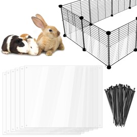6 Pcs Pet Cage Liner, Clear Cage Edge Liner Protection, Bunny Cage Urine Guard, Obstruct Cage Side Litter for Rabbit Guinea Pig Hamster Hedgehog Chinchilla Ferret Bunny（11.8" x 9.8"
