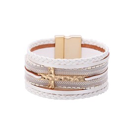 YANCHUN Leather Bracelet for Men and Women Communion Gifts Boho Layered Wrap Bracelets Bohemian Wristbands Jewelry Gift Men,Women,Teens