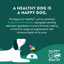 Happy Go Healthy Brilliant Bites Skin & Coat Supplements for Dogs | Super Nutrient Topper with Prebiotic & Probiotic Benefits to Help Your Dog Shine from The Inside Out | All Breeds and Sizes