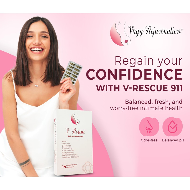 V-Rescue - 500 mg Boric Acid Suppositories 14 Vaginal Suppositories