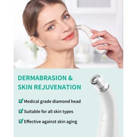 NEWDERMO 2-in-1 Microdermabrasion Machine for Facial, Diamond Microdermabrasion Device USB Rechargeable - Advanced Home Facial Treatment Machine (White)