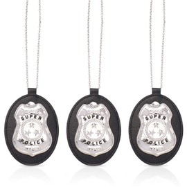 Beelittle Insignia de policía con cadena de policía, accesorio de disfraz de policía (3 piezas), 3 PZAS, Talla única