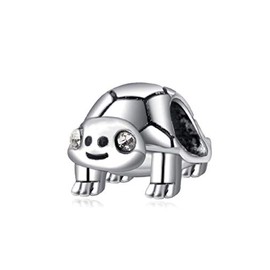 Turtle with Crystal Eyes Charm Bead