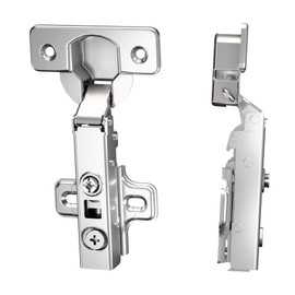 Luokim 2 Pack 1 Pair Full Overlay Soft Close Cabinet Hinges European Kitchen Frameless Adjustable 35mm Cup Hidden Cabinet Hinges Two-Hole Square Mounting Plate Nickel Plated Finish