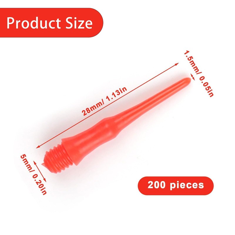 HERKINDNESS Soft Dart Tips, Pack of 200 Red Dart Tips,