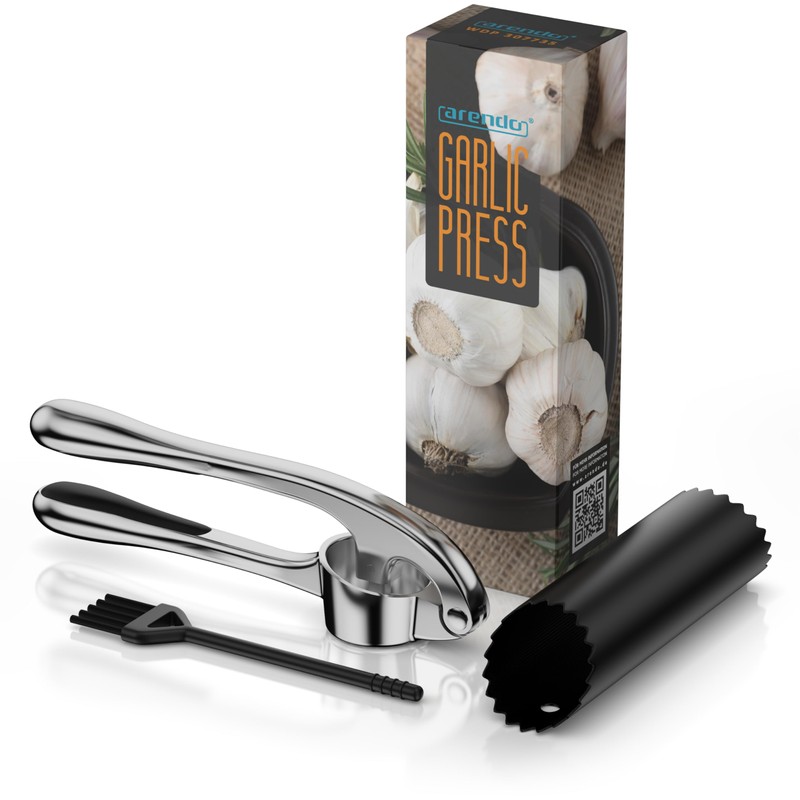 Arendo - Stainless Steel Garlic Press Ginger Press - Zinc