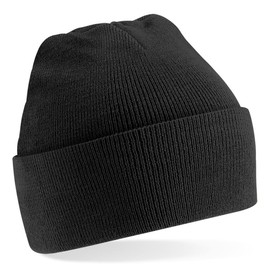 Beechfield Unisex Baseball Cap Turn-up Beanie - Black