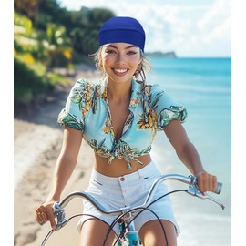 Sweat Wicking Do Rags Skull Caps, Cooling Hip Hop Hat, Beanie Durag Motorcycle Head Wrap Doo Rag Liner for Men Women (Royal Blue)