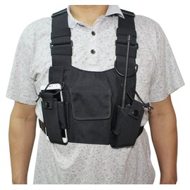 Radio Chest Harness Rig Bag Pocket Pack Holster Vest for Two Way Radio (Rescue Essentials) (Black)